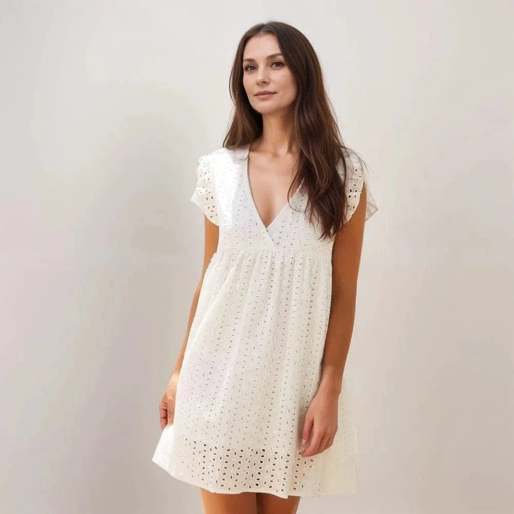 Vestido de verão com shorts e bolsos embutidos