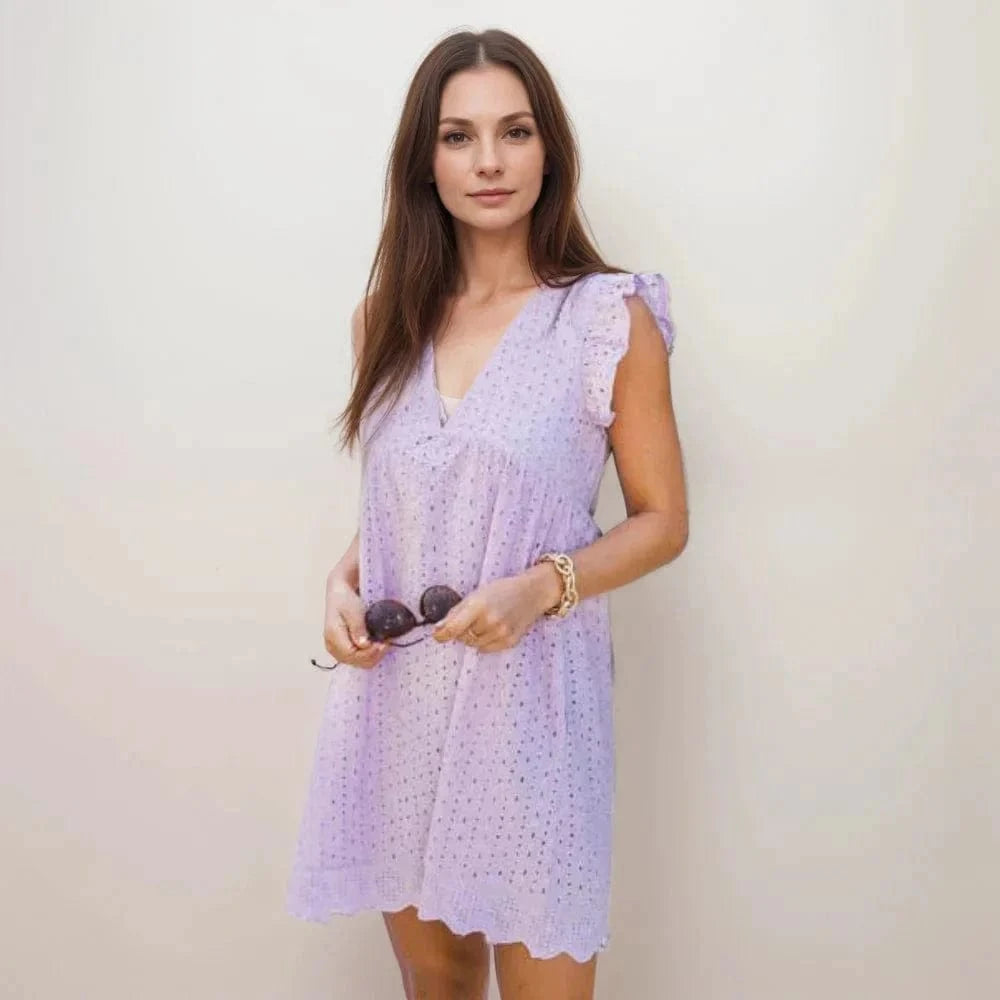 Vestido de verão com shorts e bolsos embutidos