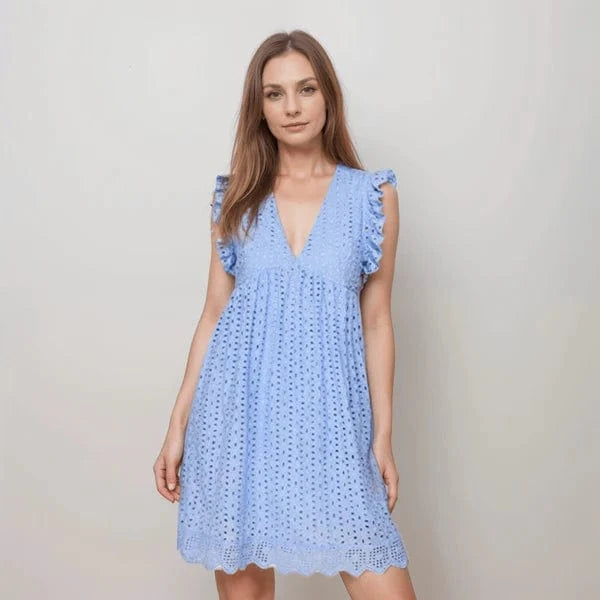 Vestido de verão com shorts e bolsos embutidos