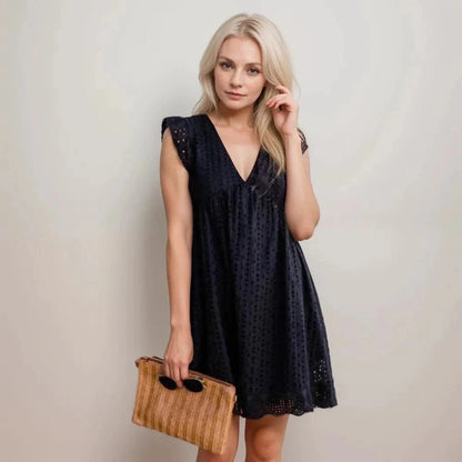 Vestido de verão com shorts e bolsos embutidos