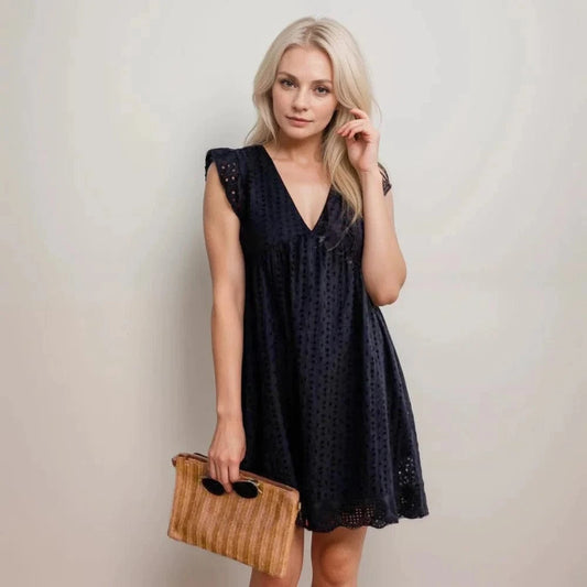 Vestido de verão com shorts e bolsos embutidos