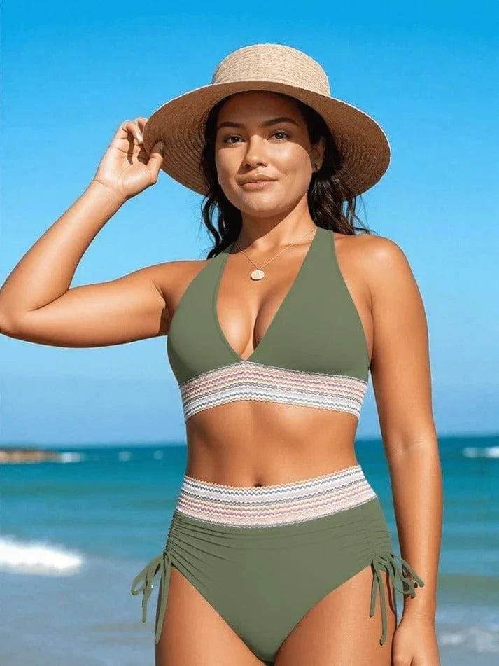 Biquíni elegante de cintura alta para modelagem